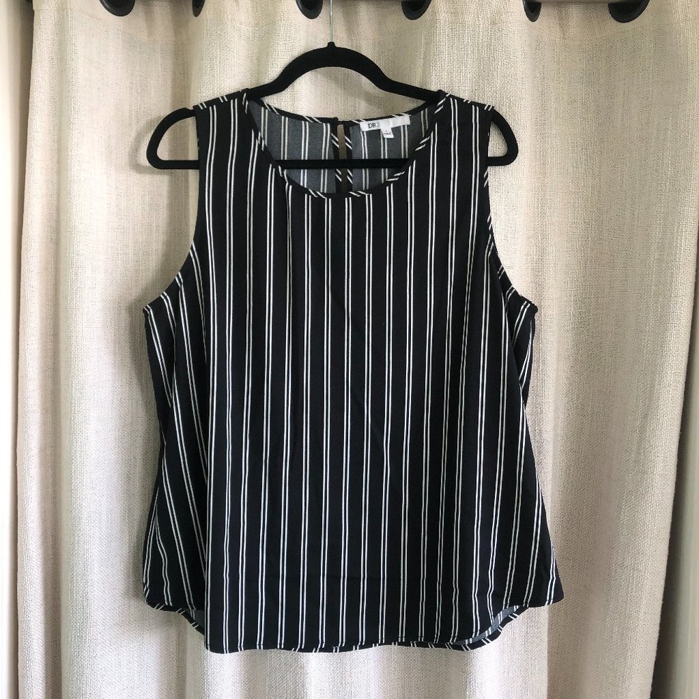 Black and white striped sleeveless blouse